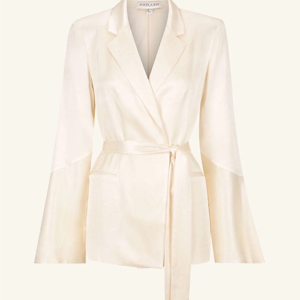 Satin Ivory Blazer with Belt